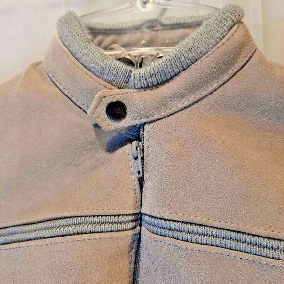 Bronzini Men's Sweater Jacket Gray Mock Neck Pocket Full Zip Lined Ribbed Hem S - Picture 2 of 6